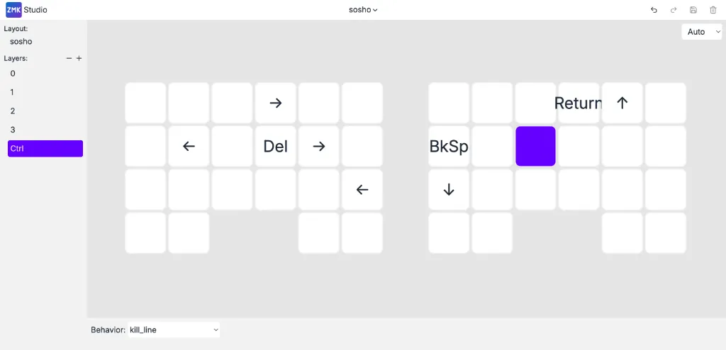 ZMK Studioで設定したLayer Ctrlのキーマップ